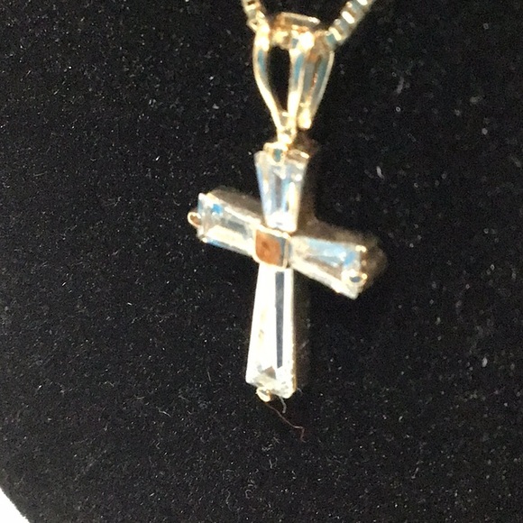 Sterling cross necklace with Cubic Zirconia insets. - Picture 2 of 8